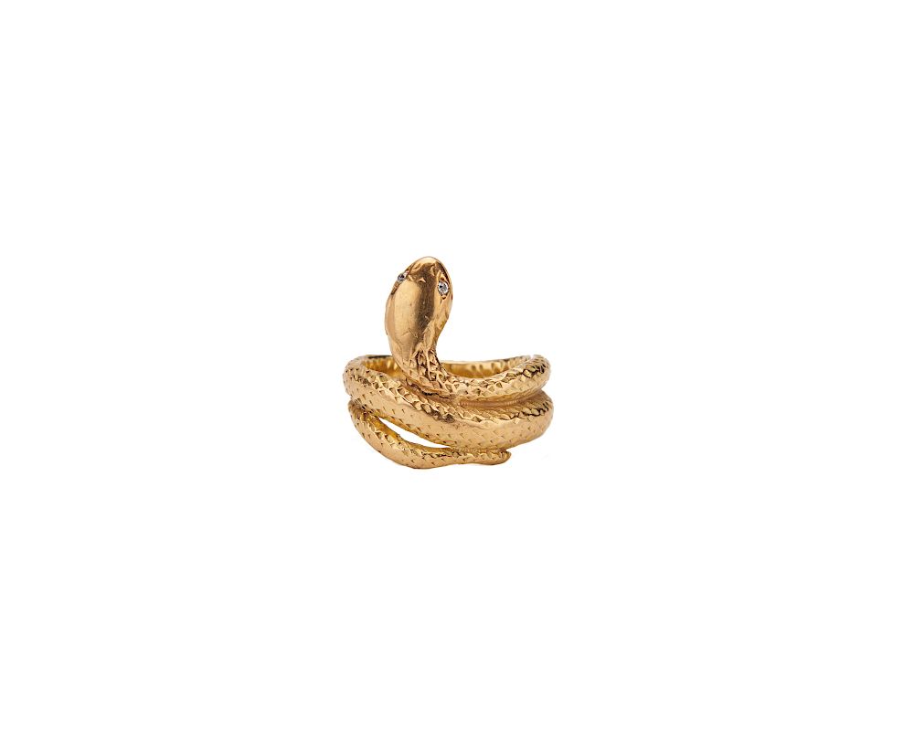 Appraisal: K Gold and Diamond Snake Ring K Gold and Diamond