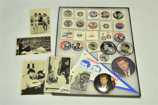 Appraisal: GROUP OF CAMPAIGN MEMORABILIA Photo cards and buttons all for