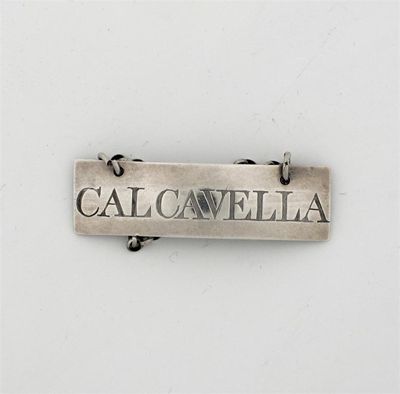 Appraisal: A George III curved oblong label incised 'CALCAVELLA' makers mark