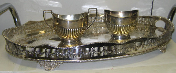 Appraisal: SHEFFIELD PLATED SILVER TABLE ARTICLES Cheltenham sugar bowl and creamer