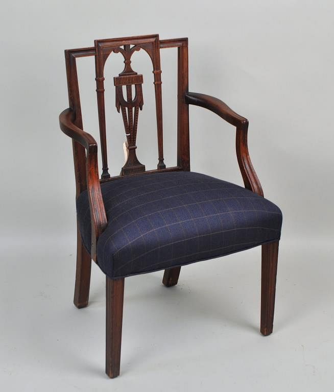 Appraisal: Period Federal Carved Mahogany Arm Chair square back with urn