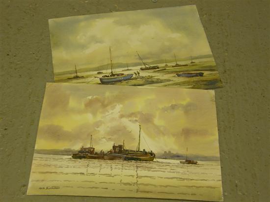 Appraisal: Keith Burtonshaw two watercolours seascapes with boats PROVENANCE Purchased from