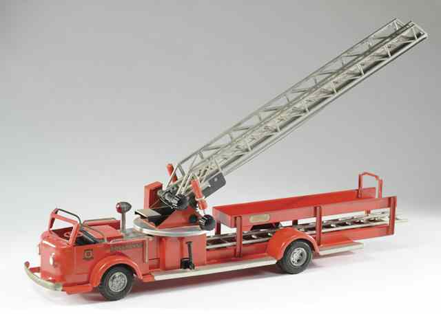 Appraisal: DOEPKE ROSSMOYNE TOY RED-PAINTED STEEL ARIEL LADDER TRUCK The Charles