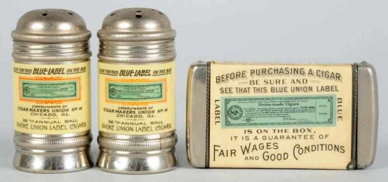 Appraisal: Cigar Maker's Union Match Safe Shakers Only light wear Condition