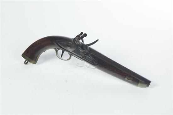 Appraisal: FLINTLOCK PISTOL European th century Round barrel with walnut stock