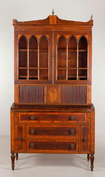 Appraisal: - th C Mahogany Secretary Bookcase th century secretary bookcase