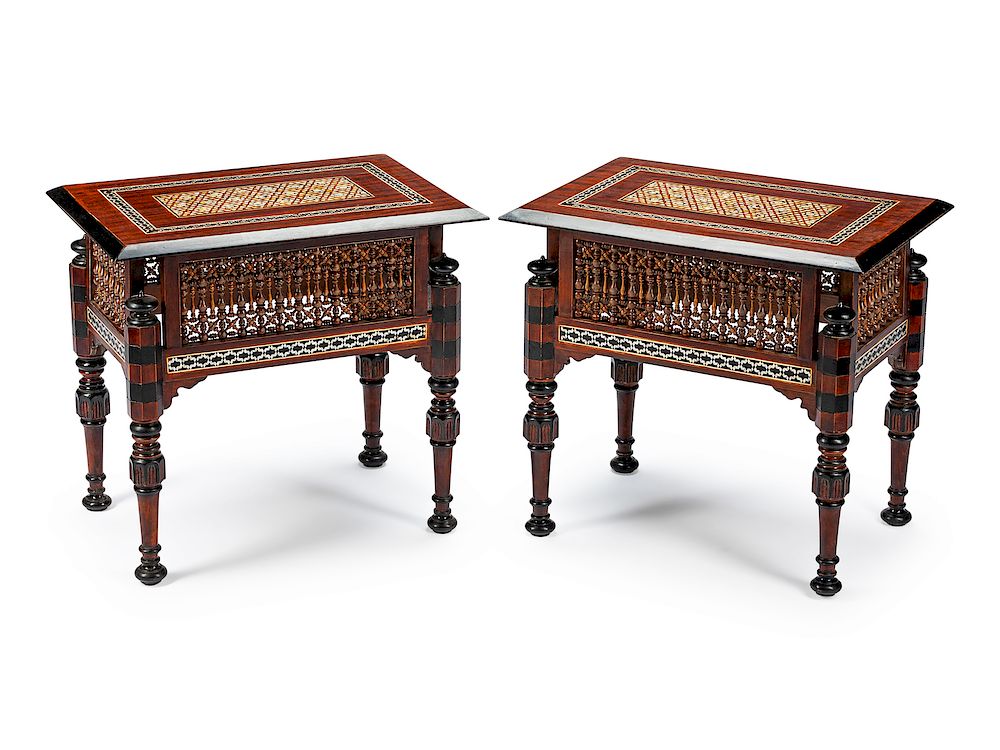 Appraisal: A Pair of Moorish Style Inlaid Rectangular Tables A Pair