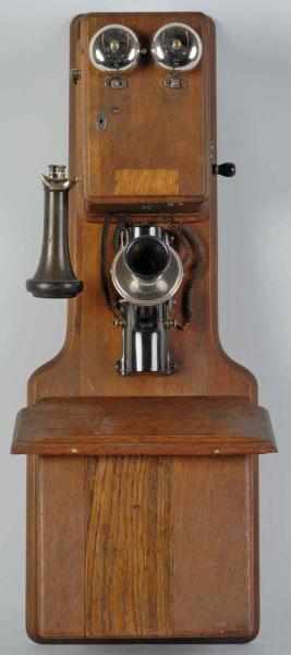 Appraisal: American Electric Two Box Telephone Description Circa Oak chain drive