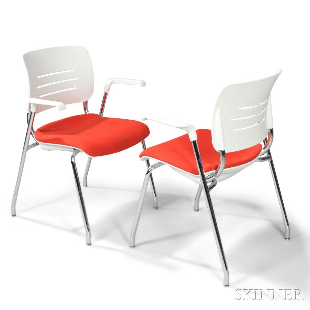 Appraisal: Two Grazie Armchairs by Giancarlo Piretti Plastic steel upholstery Manufactured