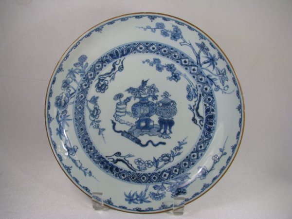 Appraisal: Antique blue and white porcelain Chinese export bowl Measures high