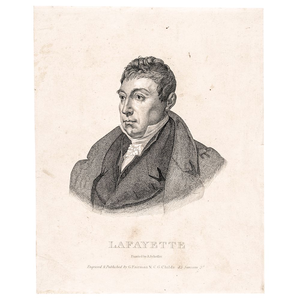 Appraisal: c Revolutionary War Hero Marquis de Lafayette Engraved Portrait Prints