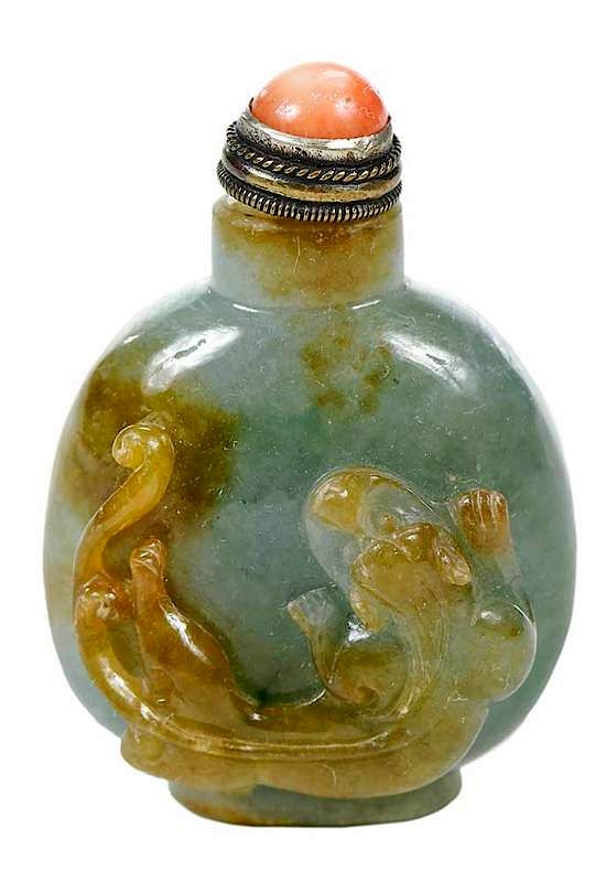 Appraisal: Chinese Jadeite Snuff Bottle th th century yellow green and