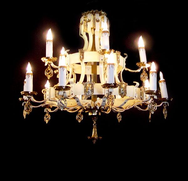 Appraisal: LIGHT CHANDELIER Painted iron two tier chandelier Approx '' tall