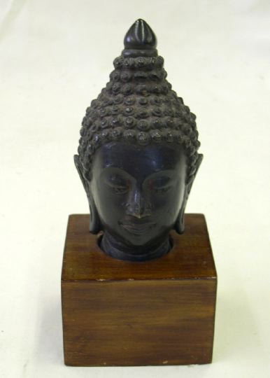 Appraisal: Diminutive Thai Well Cast Patinated Bronze Head of Buddha fourth