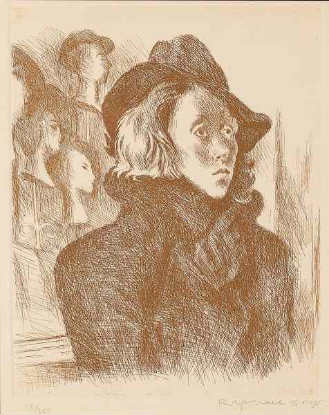 Appraisal: Raphael Soyer NY - ''Passerby''lithograph and aquatint on Arches paper