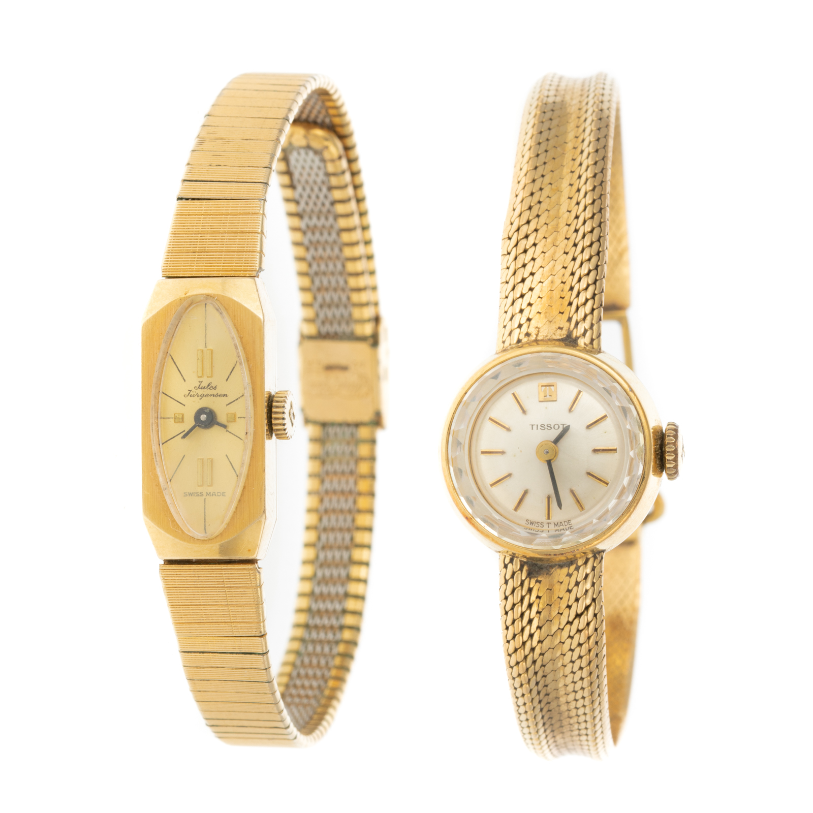 Appraisal: TWO K DRESS WATCHES TISSOT JULES JURGENSON K yellow gold