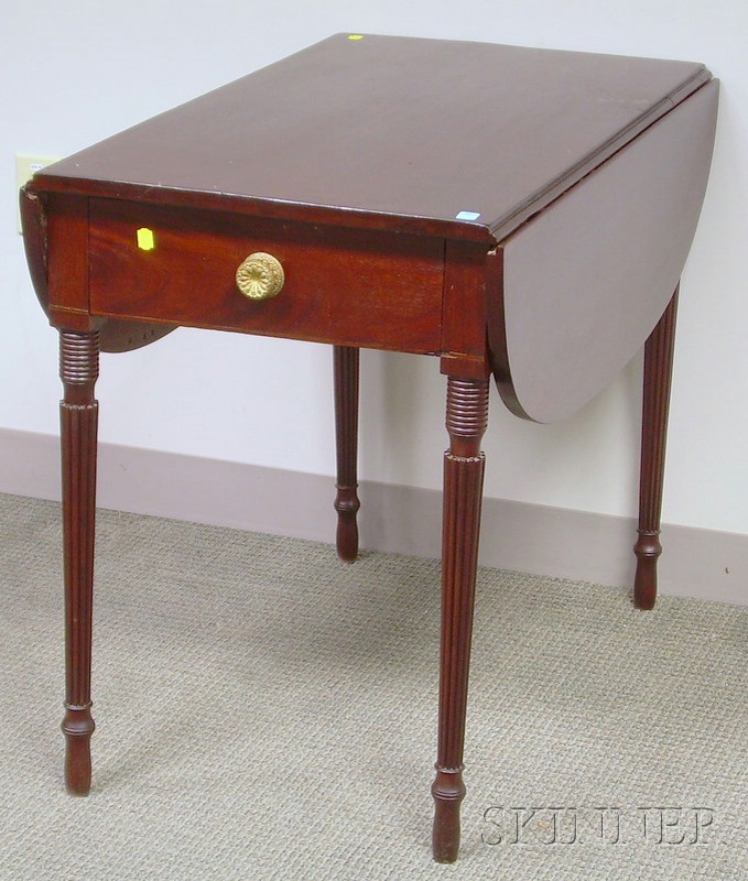 Appraisal: Late Federal Inlaid Mahogany Drop-leaf Pembroke Table with End Drawer