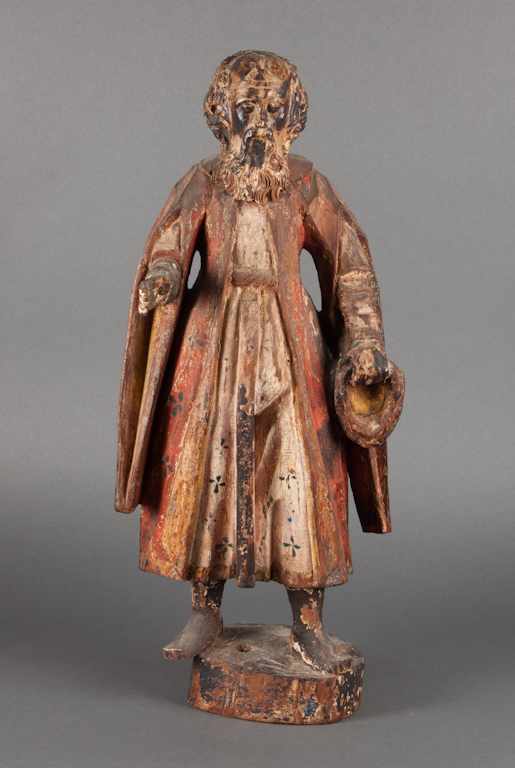 Appraisal: Spanish Colonial carved and polychromed wood Santos figure of a