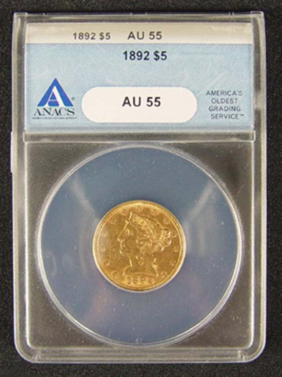 Appraisal: Liberty Gold Coin ANACS certified and graded AU