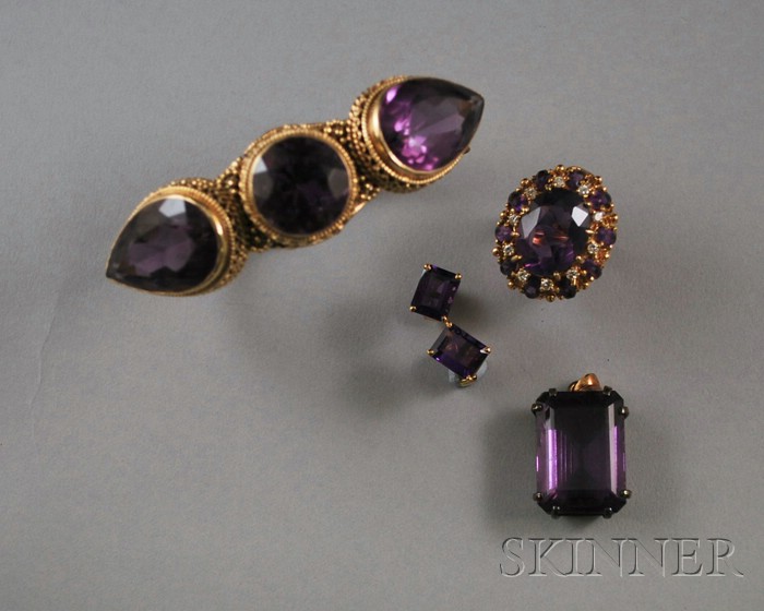 Appraisal: Small Group of Amethyst Jewelry a kt gold and amethyst