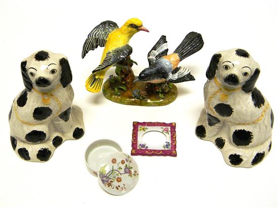 Appraisal: Porcelain assortment including pair soft paste Staffordshire black and white