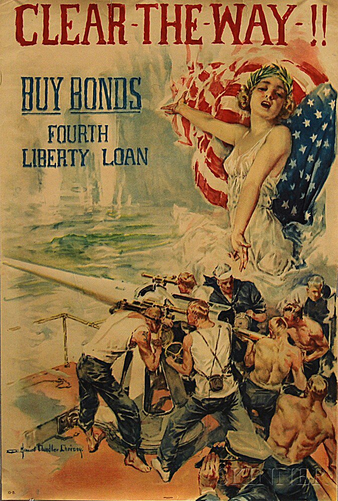 Appraisal: Howard Chandler Christy Clear The Way WWI Lithograph Poster imperfections