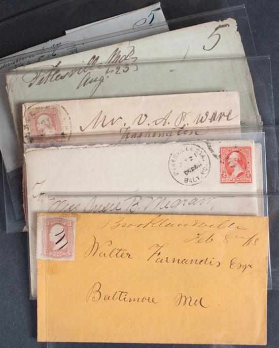 Appraisal: Six stampless and stamped covers from various small post offices