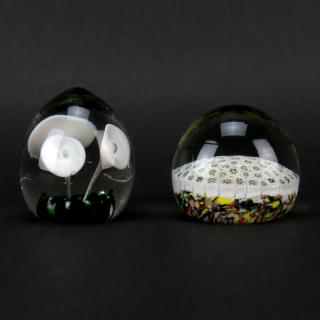 Appraisal: Grouping of Two Mid Century Art Glass Paperweights Grouping of