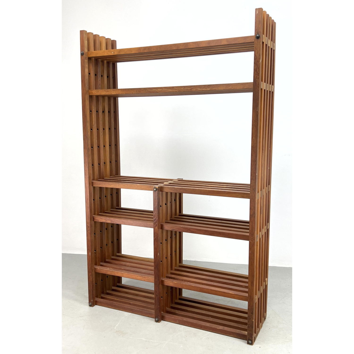 Appraisal: Constructionist Square Wood Slat Shelf Unit bookshelf Dimensions H inches