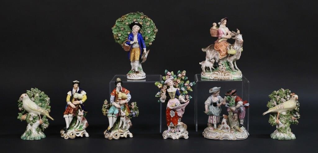 Appraisal: PORCELAIN FIGURES INCLUDING DRESDEN BOWLot of porcelain figures including Dresden