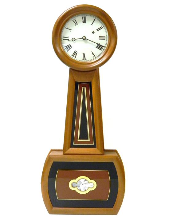 Appraisal: Banjo clock reproduction case possibly early Howard movement glass panels