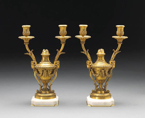 Appraisal: A pair of Louis XVI style gilt bronze and marble