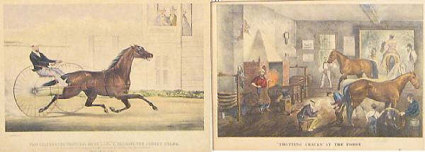 Appraisal: Currier amp Ives Publishers Scenes of Horse Racing Color lithographs