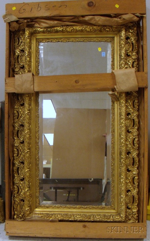 Appraisal: Victorian Rococo Revival Giltwood and Gesso Mirror with Beveled Glass