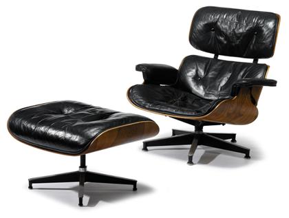 Appraisal: Leather lounge chair and ottomancharles eames - for herman miller