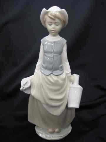 Appraisal: Lladro Porcelain Figurine of Girl withpair of milk cans ''