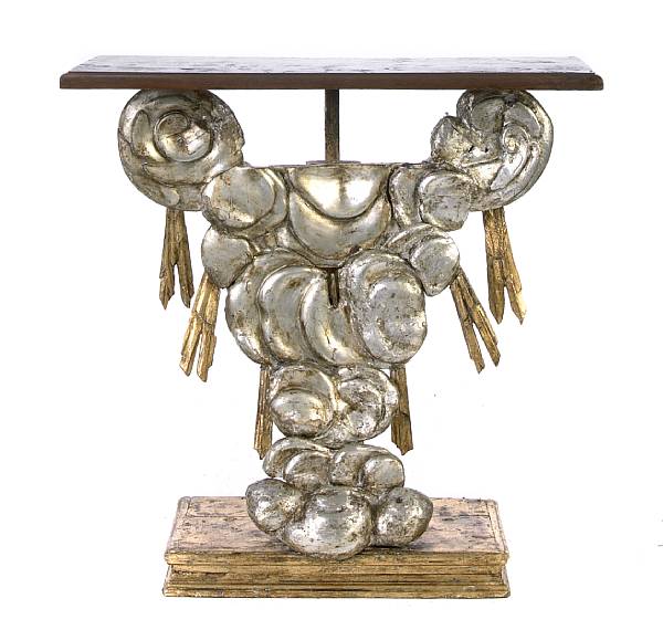 Appraisal: An Italian gilt and silvered console comprised of antique elements