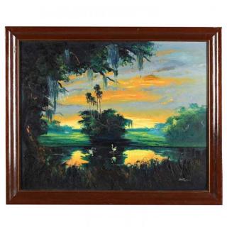 Appraisal: Mary Ann Carroll FL th century Florida Sunset oil on