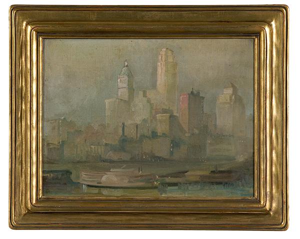 Appraisal: DOWNTOWN CINCINNATI OIL ON CANVAS Early th century unsigned with