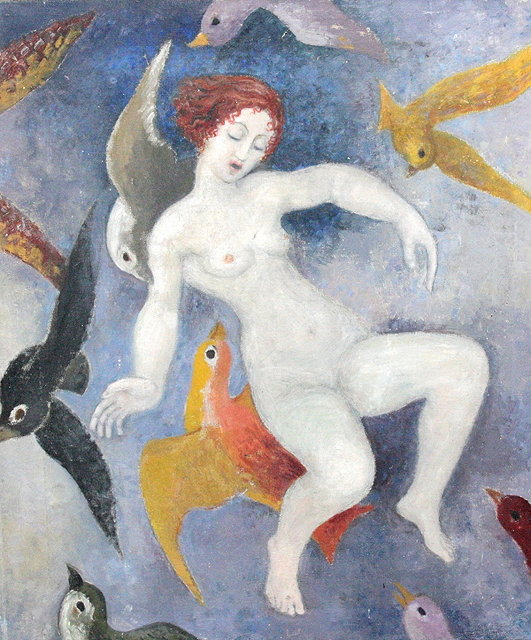 Appraisal: STUDIO OF FREDA SKINNER TH CENTURY Falling nude with birds