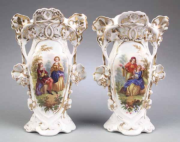 Appraisal: A Pair of Vieux Paris Porcelain Vases c having large