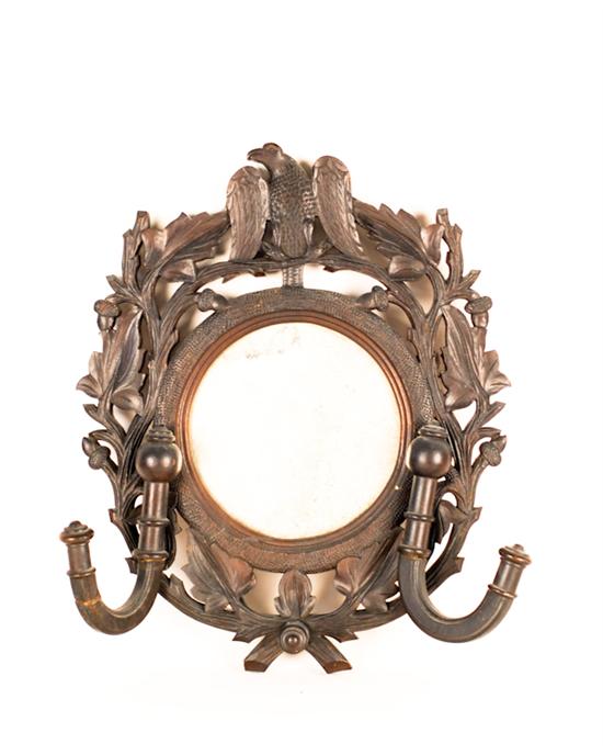 Appraisal: A th C Black Forest Carved Wall Mirror Rack having