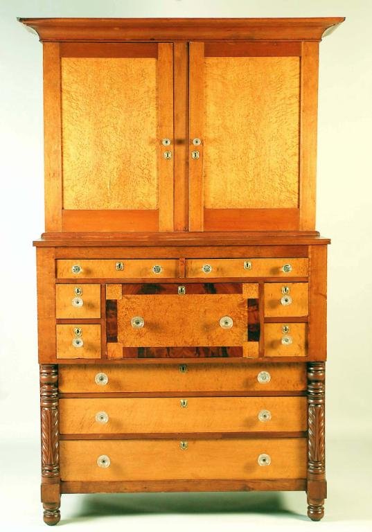 Appraisal: Fine American Empire Butler's chest and attached bookcase probably Union