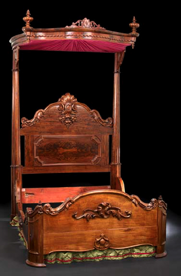 Appraisal: American Rococo Revival Mahogany Half-Tester Bed third quarter th century