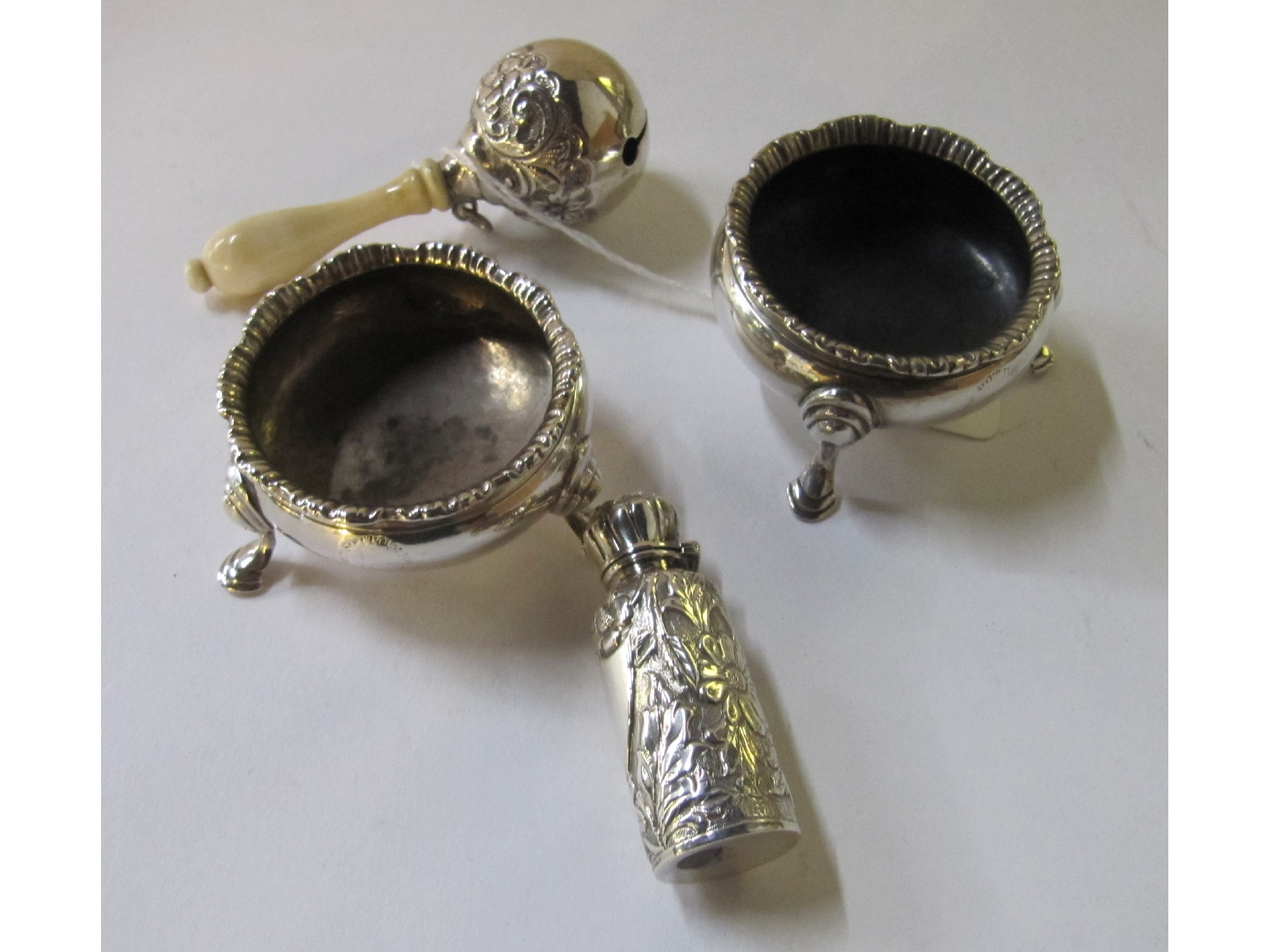 Appraisal: A lot comprising a pair of silver salts a silver