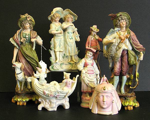 Appraisal: A grouping of seven Continental bisque porcelains late th early