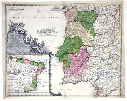 Appraisal: piece Hand-Colored Engraved Map Homann Johann Baptist Portugalliae et Algabriae