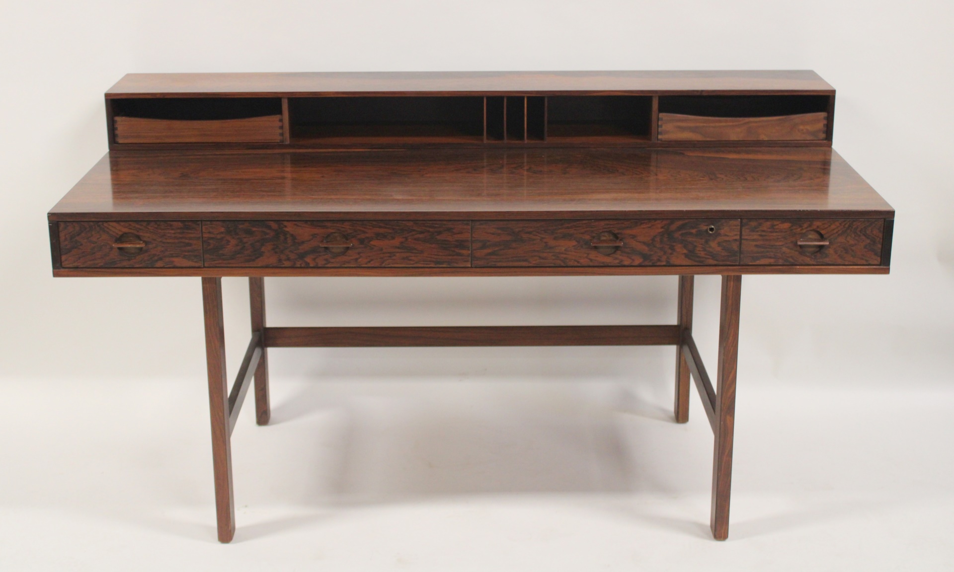 Appraisal: PETER LOVIG NIELSEN MIDCENTURY ROSEWOOD DESK Great desk with flip