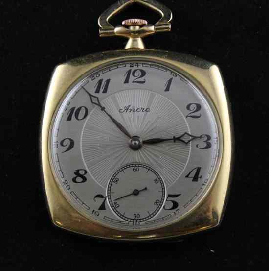 Appraisal: A 's ct gold Ancre keyless lever dress pocket watch