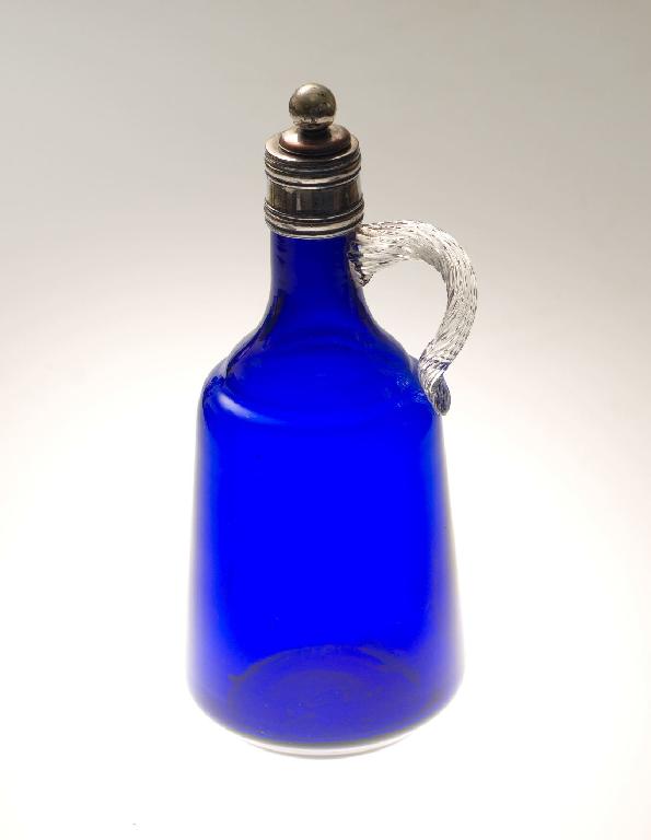 Appraisal: BRISTOL BLUE CLARET JUG mid- th century with silver-plated collar